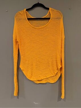 Zara Knit Bright Yellow Open Stitch Slouchy Sweater - Size Small (EUR/USA S)